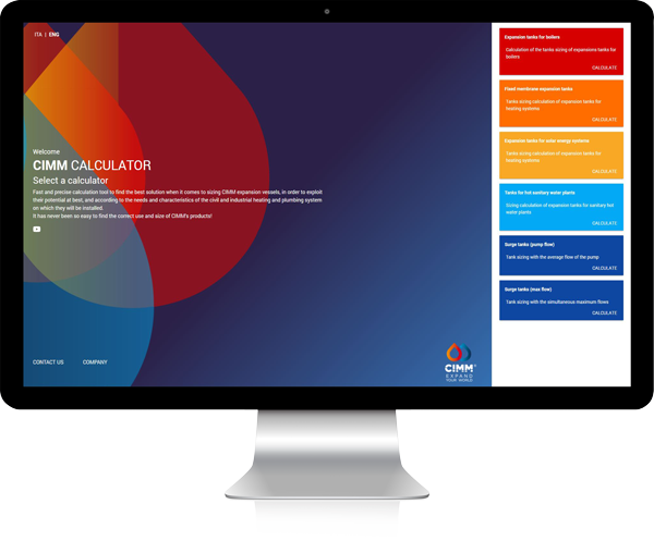 CIMM Calculator: software for sizing expansion vessels and pressure tanks | CIMM SpA